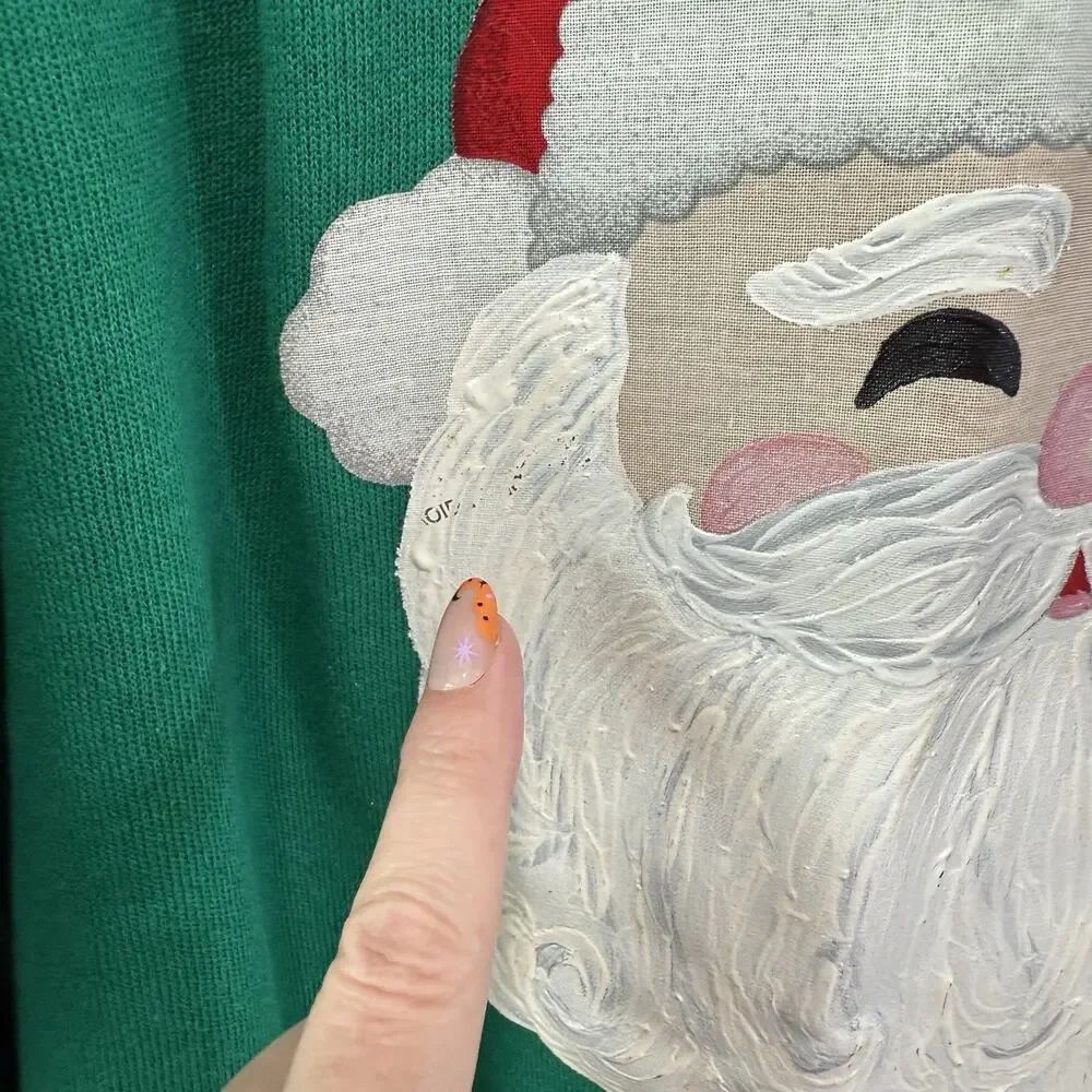 NWT Vintage 80s Hanes Handmade Santa Holiday Grandma Sweatshirt Sz L USA Iron On
